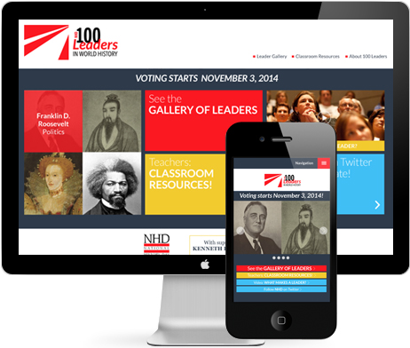 IMAGE: 100Leaders website in laptop and mobile devices