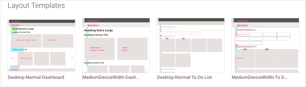 IMAGE: Snapshot of layouts uploaded to Zeplin