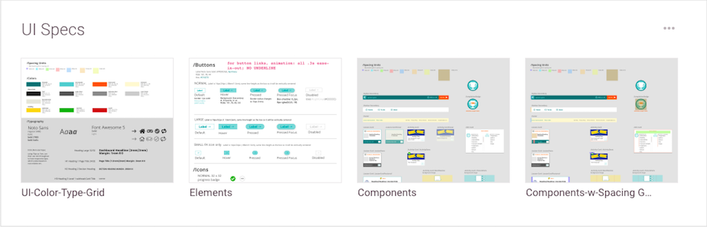 IMAGE: Snapshot of UI specs uploaded to Zeplin