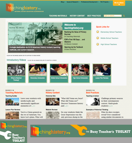IMAGE:Home page and digital ads for Teaching History 