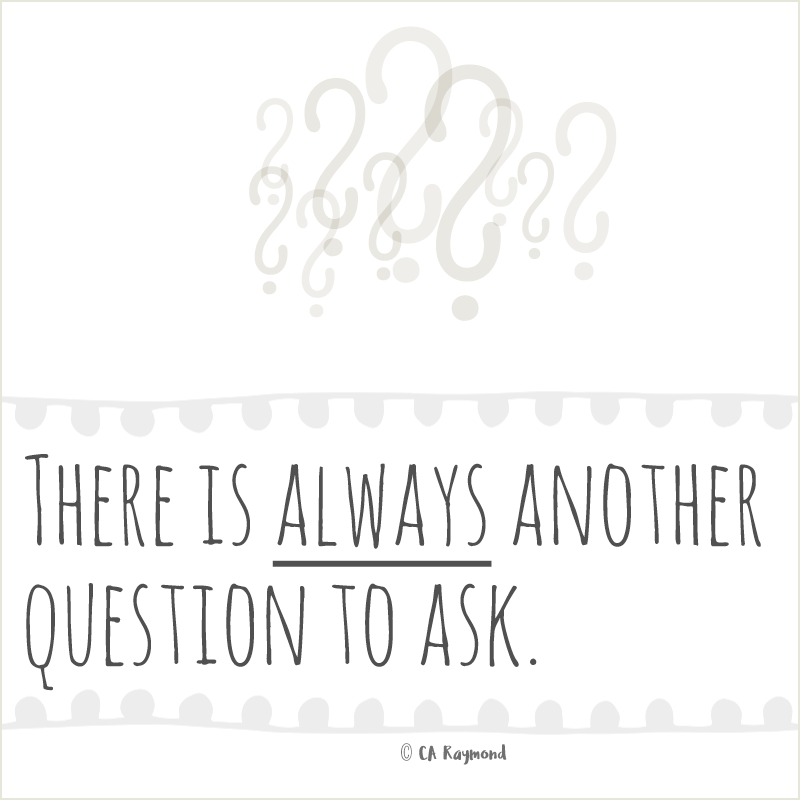 IMAGE: There is always another question to ask.